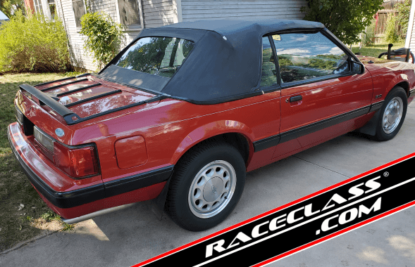 Front End of the Five Speed Manual FoxBody Ford Mustang LX Convertible For Sale on RaceClass.com